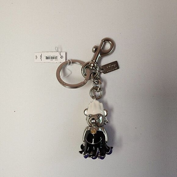 NWT CC346 Coach x Disney Ursula Bear Bag Charm Key Ring Villain - Picture 1 of 3